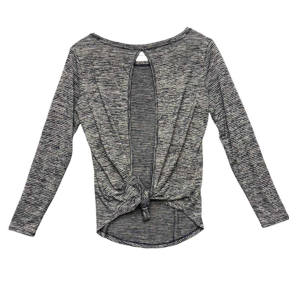 Athleta Navy Gray Space Dye Open Tie Back Top S